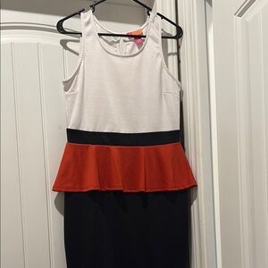 Colorblock Midi Dress - White, Black, and Red